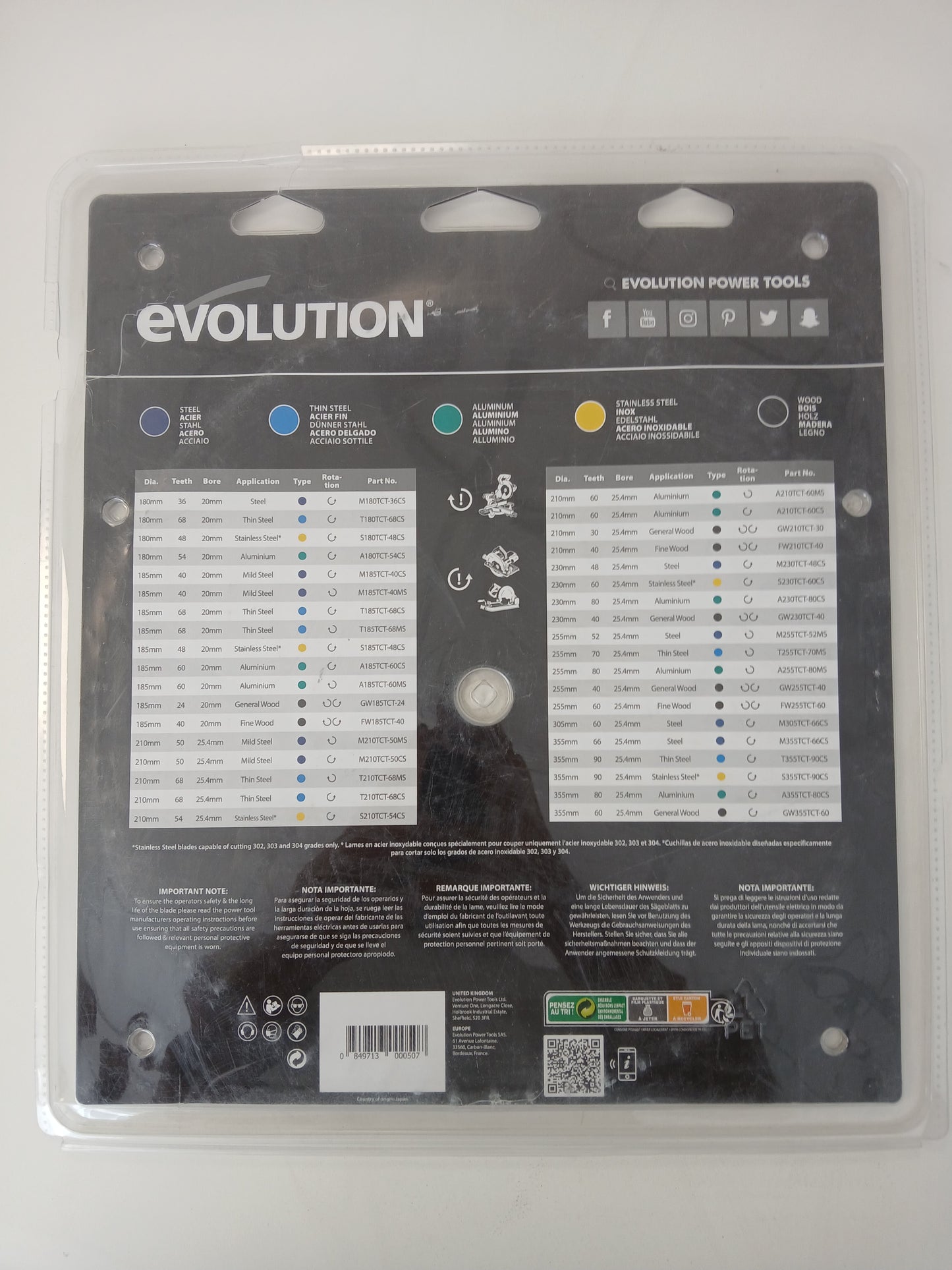 Evolution Mild Steel Cutting Chop Saw Blade 355mm x 66T