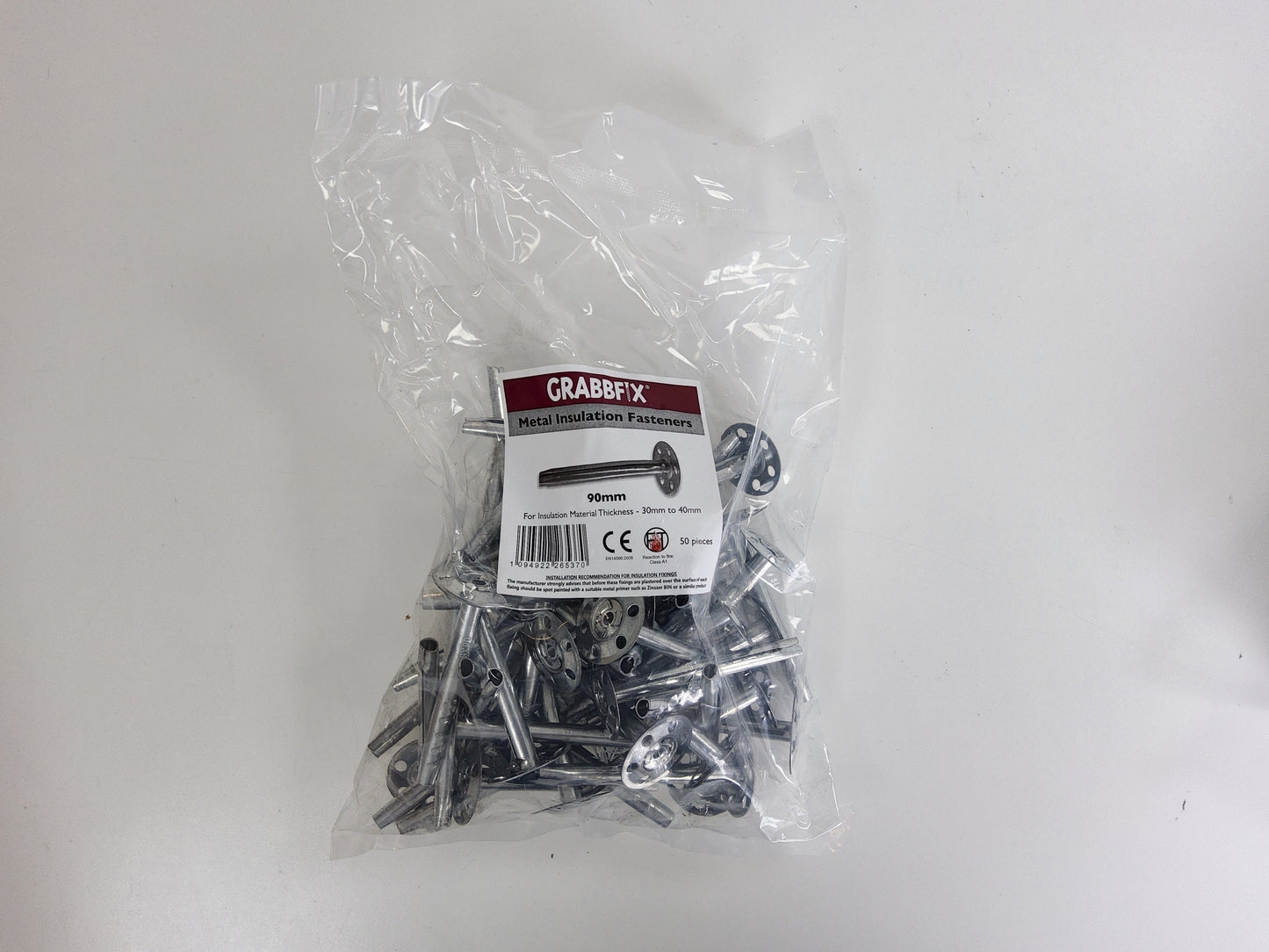 Grabbfix Metal Insulation Fasteners 90mm (Pack of 50)
