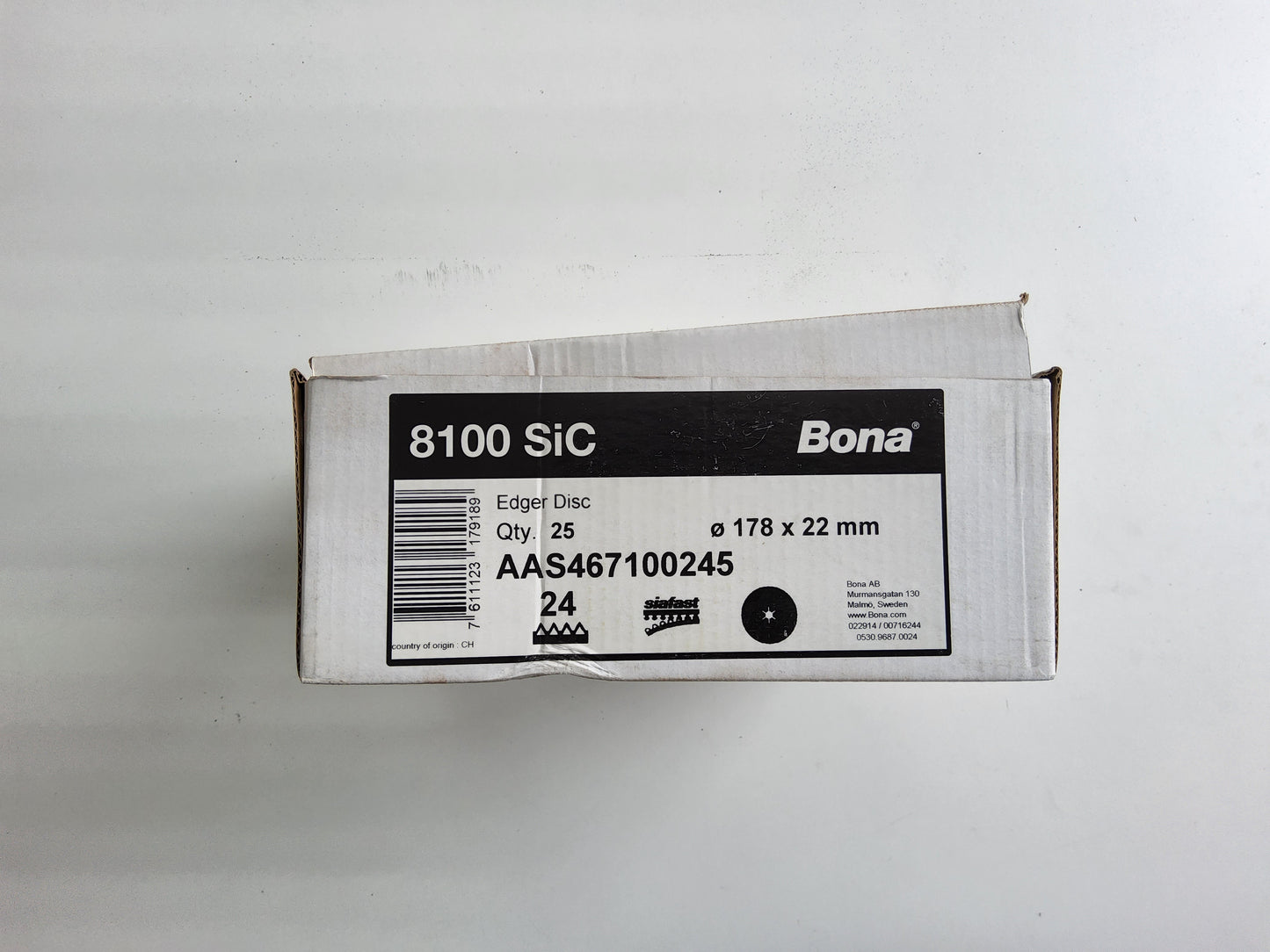 Bona 8100 Black Silicon Carbide Disc 24 Grit 178mm (Pack of 25)