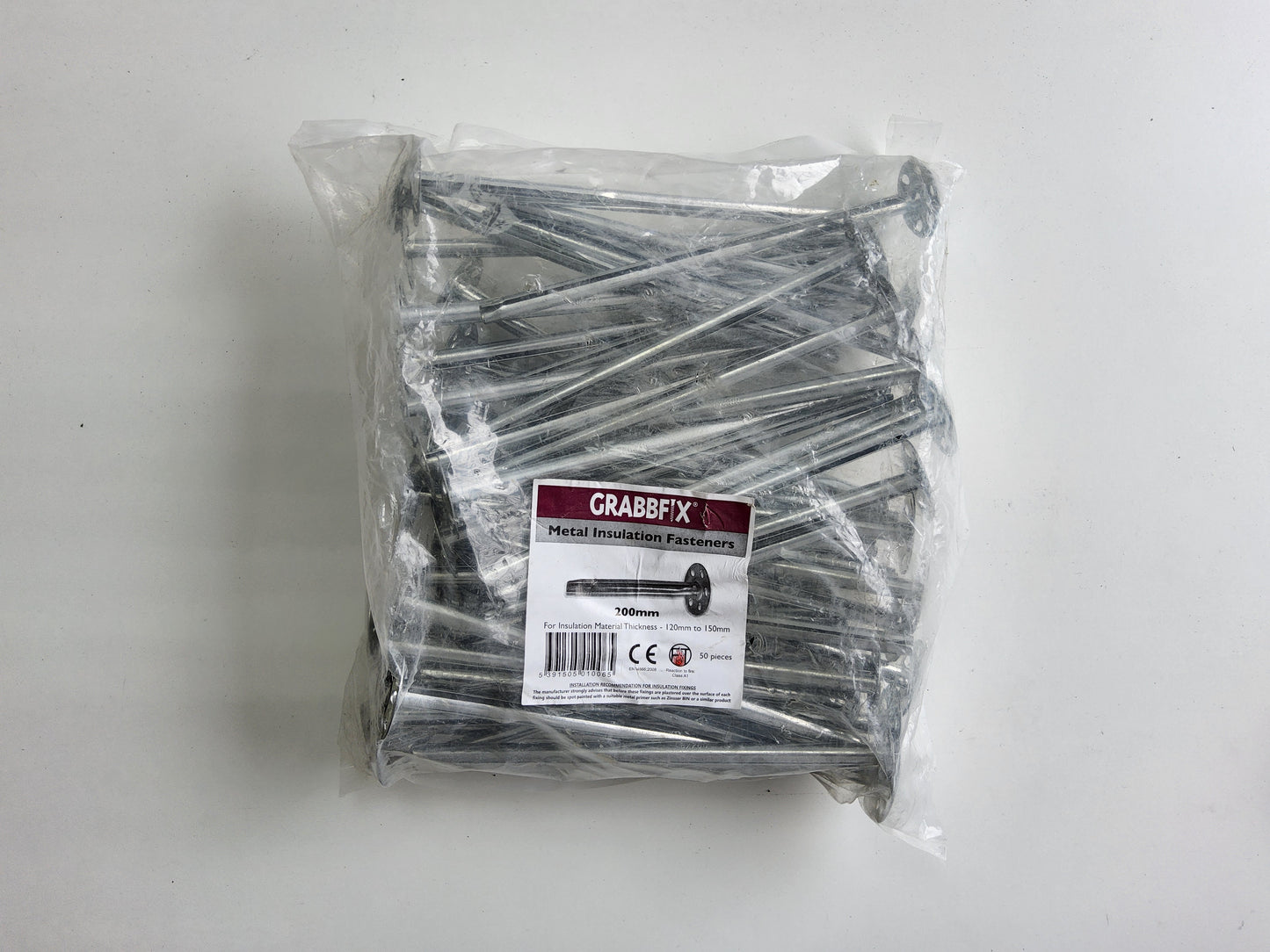 Grabbfix Metal Insulation Fasteners 200mm (Pack of 50)