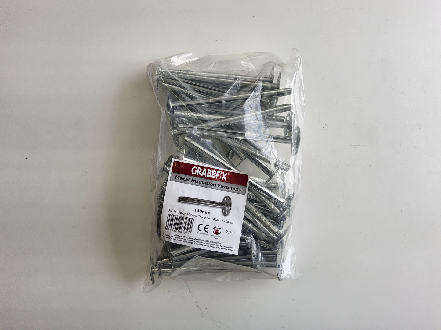 Grabbfix Metal Insulation Fasteners 140mm (Pack of 50)