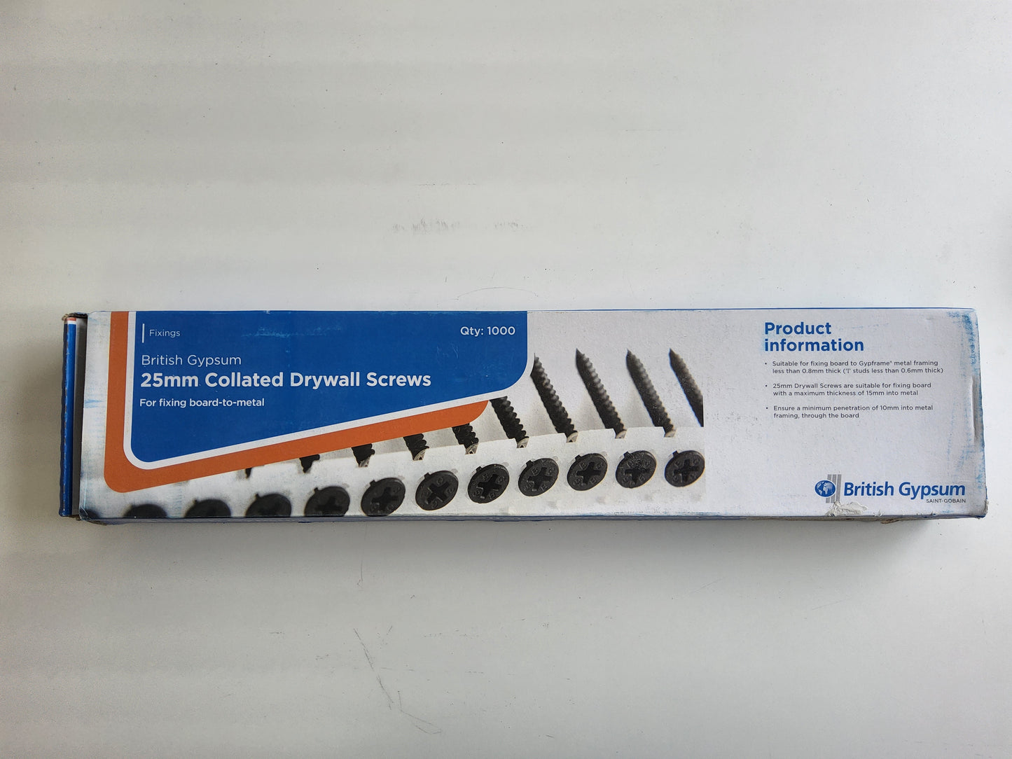 British Gypsum Collated Drywall Screws 25mm (Pack of 1000)
