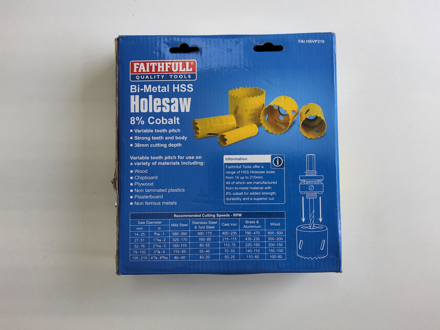 Faithfull Bi-Metal HSS Holesaw 210mm