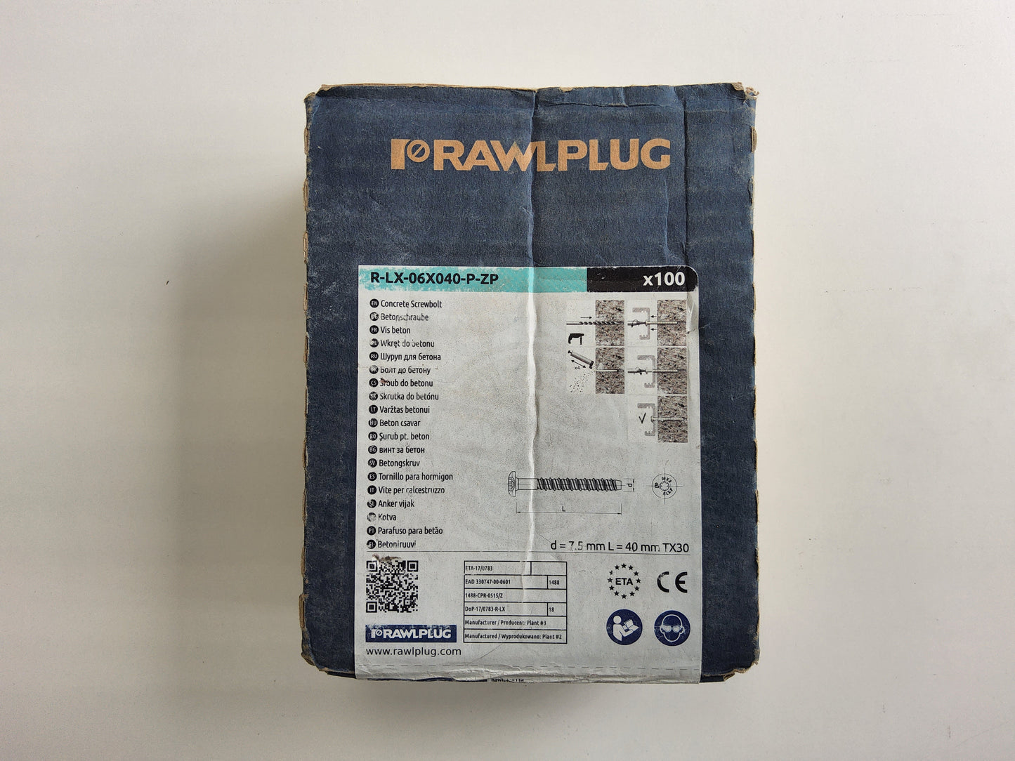 Rawlplug Zinc Plated Pan-Head Concrete Screw Anchor 40mm (Pack of 100)