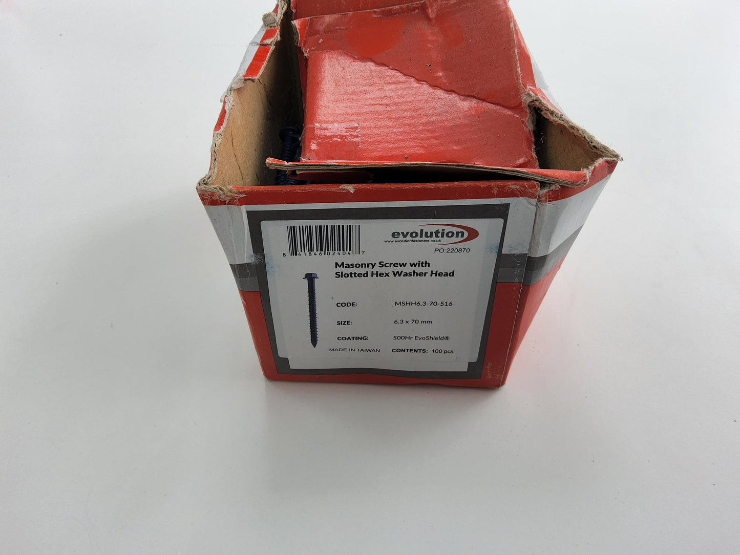 Evolution Masonry Screw with Slotted Hex Washer Head 70mm (Pack of 100)