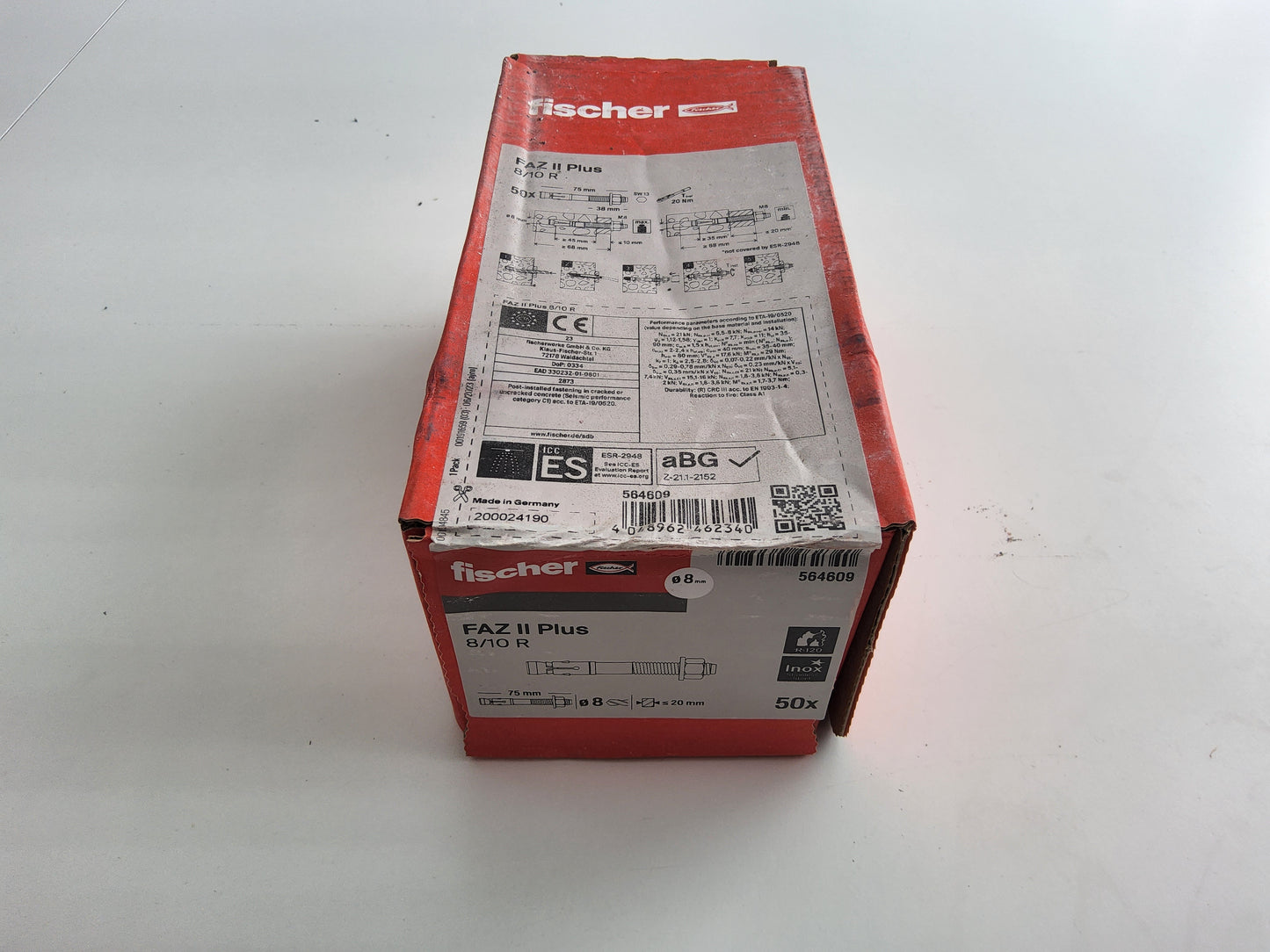 Fischer Bolt Anchor FAZ II Plus 8/10 R Stainless Steel 75mm (Pack of 50)