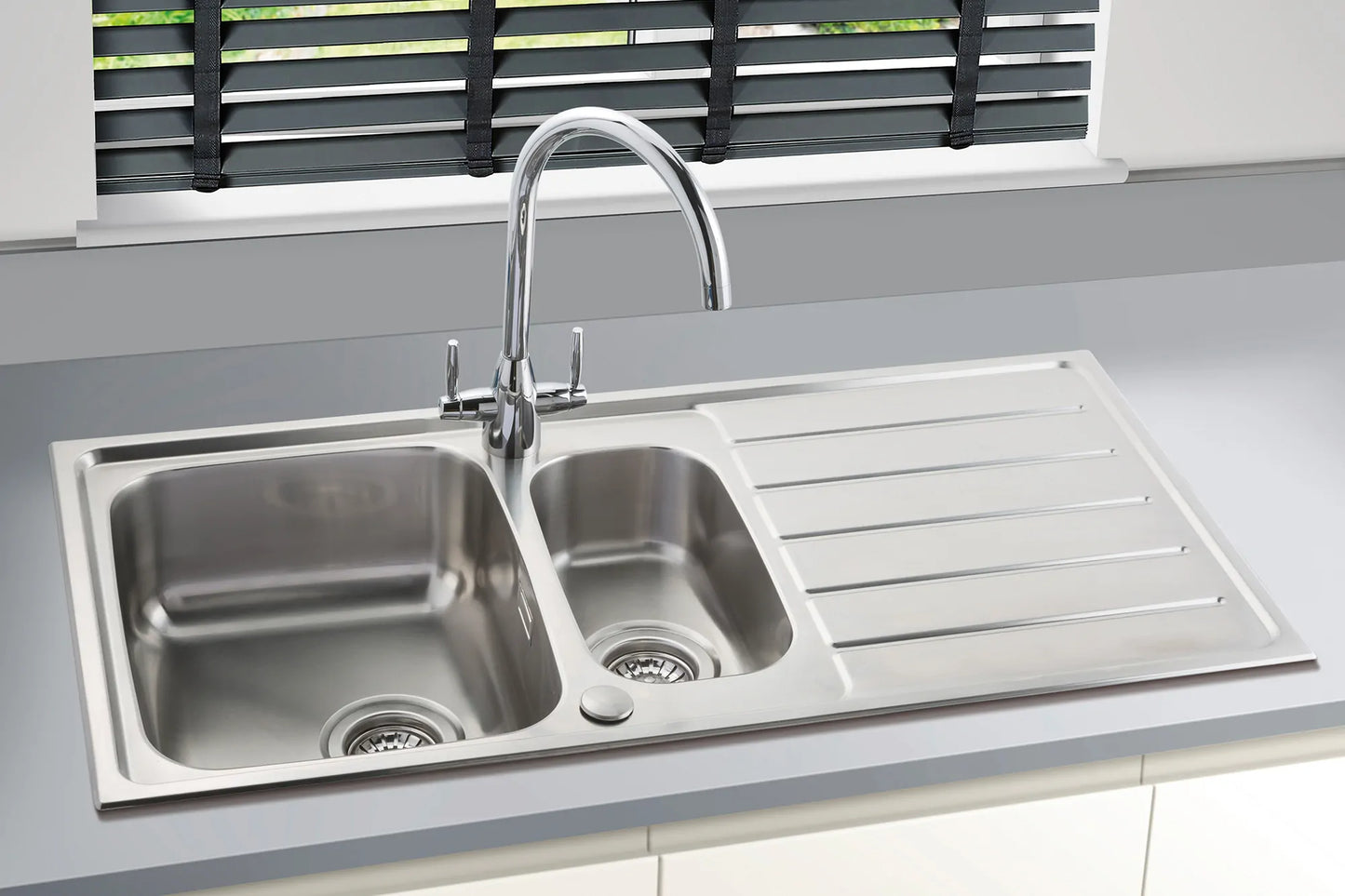 Carysil SD150 Steel Sink 1.5-Bowl Inset 1000mm x 500mm x 185mm