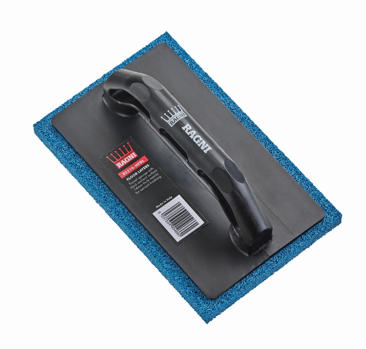 Ragni Hard Fine Blue Sponge Float with ABS Handle 220mm x 140mm x 15mm