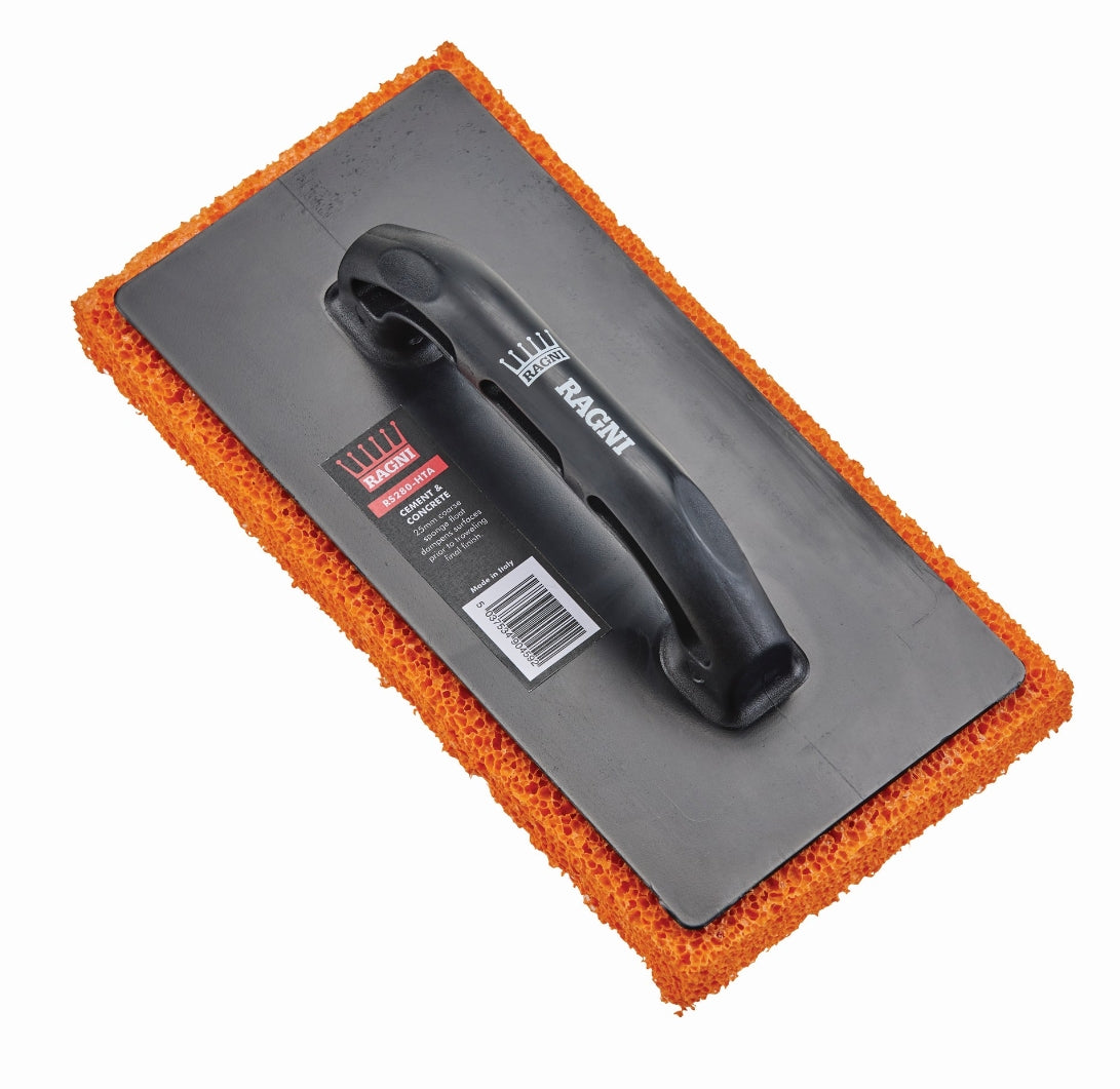 Ragni Coarse Medium Orange Sponge Float with ABS Handle 280mm x 140mm x 25mm