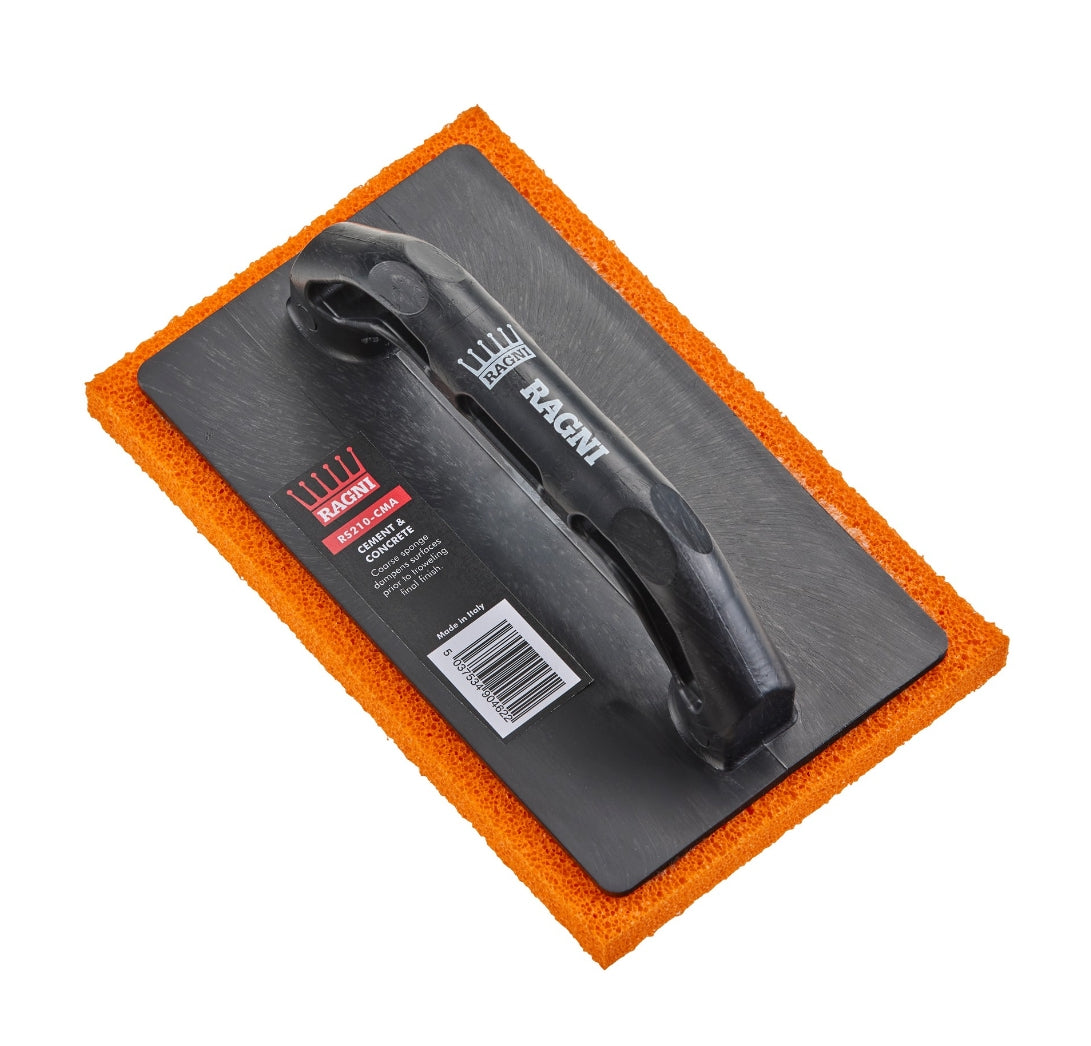 Ragni Coarse Medium Orange Sponge Float with ABS Handle 220mm x 140mm x 15mm