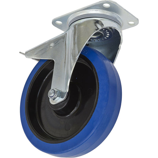 Heavy-Duty Swivel Plate Castor Wheel with Total Lock Brakes 200mm