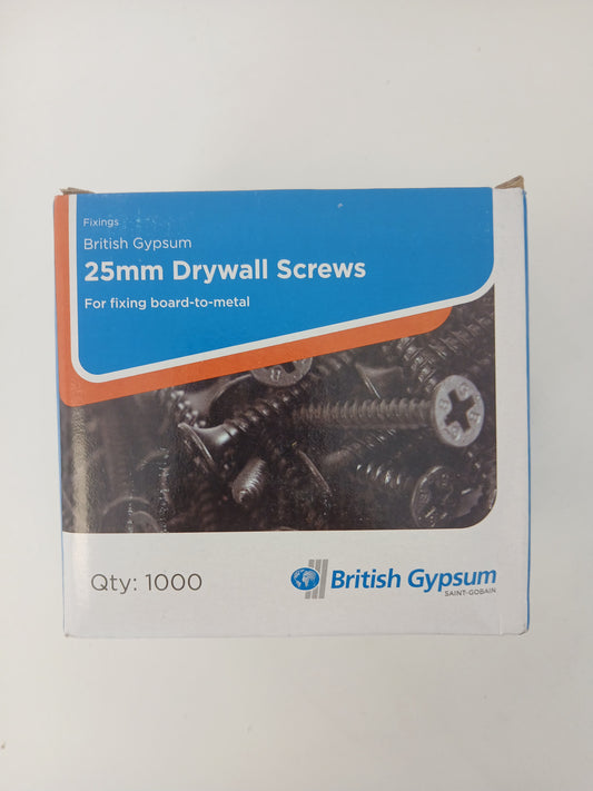 British Gypsum Drywall Screws 25mm (Pack of 1000)