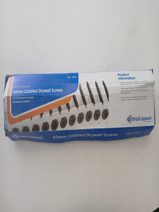 British Gypsum Collated Drywall Screws 40mm (Pack of 1000)