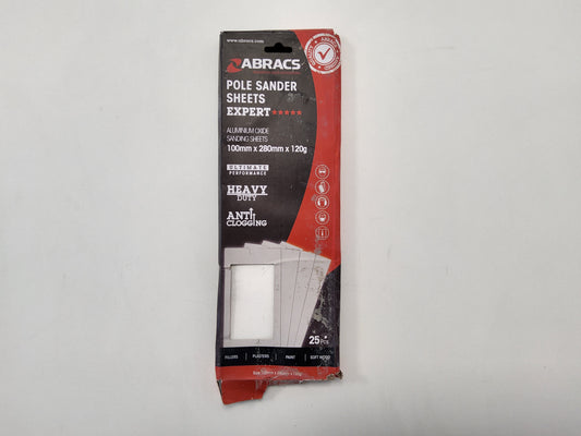 Abracs Pole Sander Sheets Expert 120 Grit 100mm x 280mm (Pack of 25)