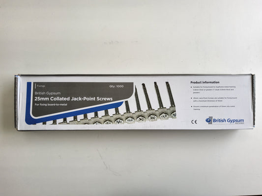 British Gypsum Collated Jack-Point Screws 25mm (Pack of 1000)