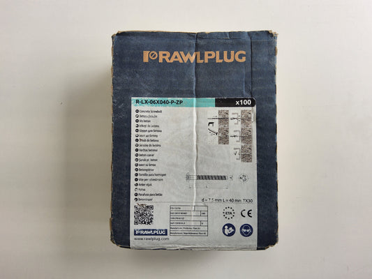 Rawlplug Zinc Plated Pan-Head Concrete Screw Anchor 40mm (Pack of 100)
