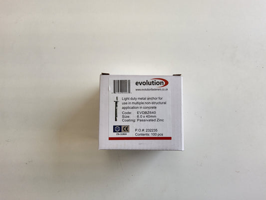 Evolution Light Duty Metal Anchor 40mm (Pack of 100)