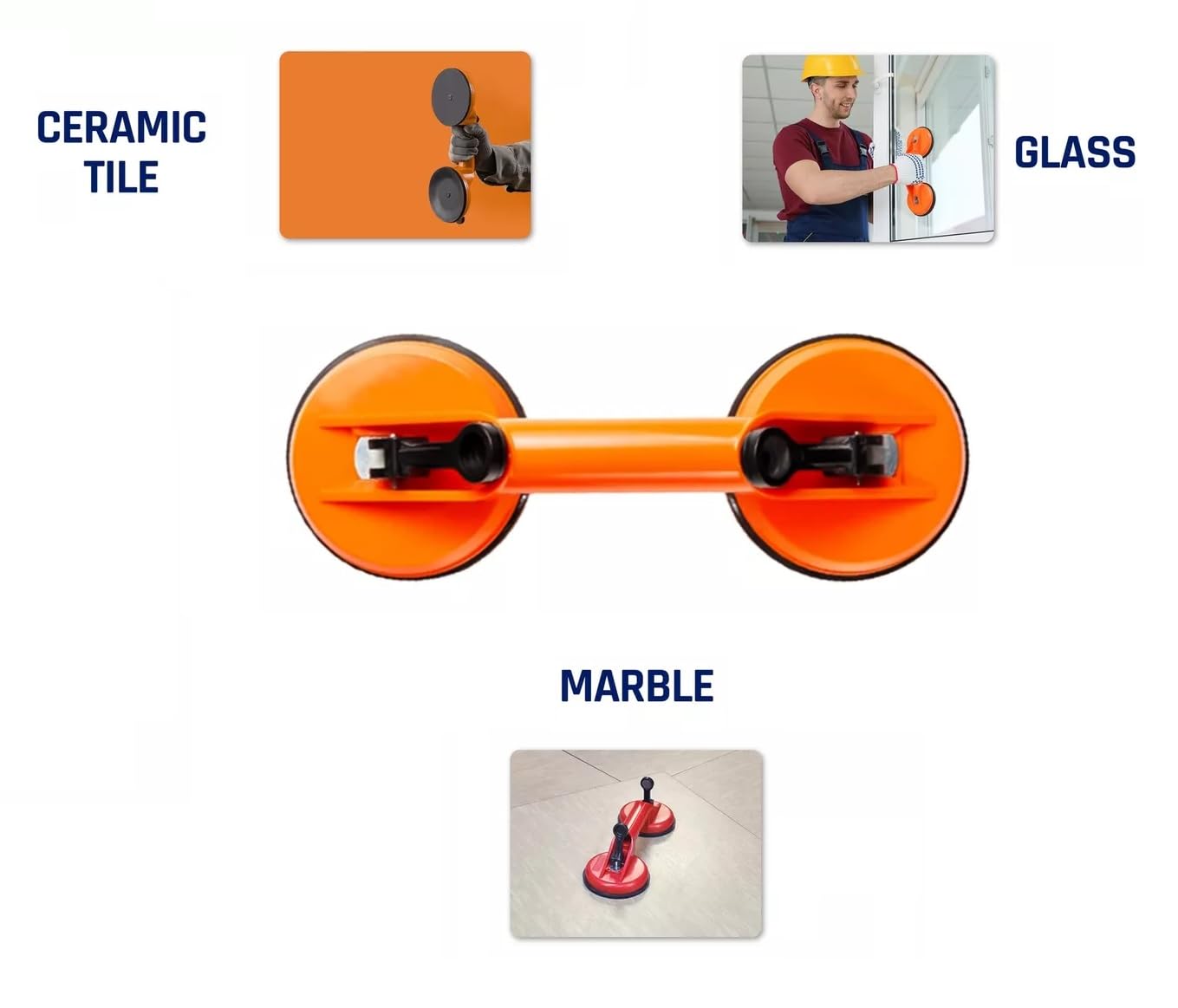 Heavy Duty Ergonomic Non-Slip Dual Vacuum Suction Cup
