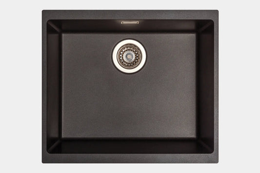 Carysil EN500 Single Bowl Granite Composite Kitchen Sink Black 530mm x 460mm x 200mm