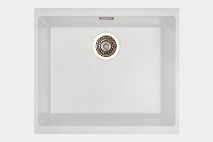 Carysil EN500 Single Bowl Granite Composite Kitchen Sink White 530mm x 460mm x 200mm