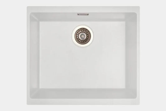 Carysil EN500 Single Bowl Granite Composite Kitchen Sink White 530mm x 460mm x 200mm