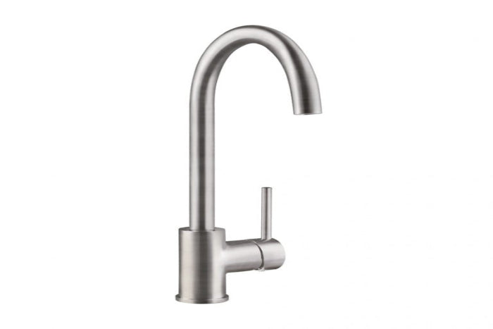 Carysil HS195 Single Lever Tap Swan-Neck Kitchen Tap Brushed Steel