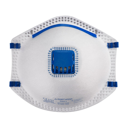 Portwest White FFP2 Valved Dust Masks Respirator (Pack of 10)