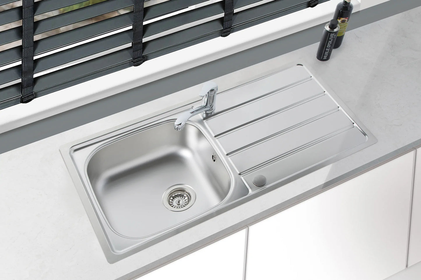 Carysil KD100L Steel Sink Large Single-Bowl & Drainer 965mm x 500mm x 170mm