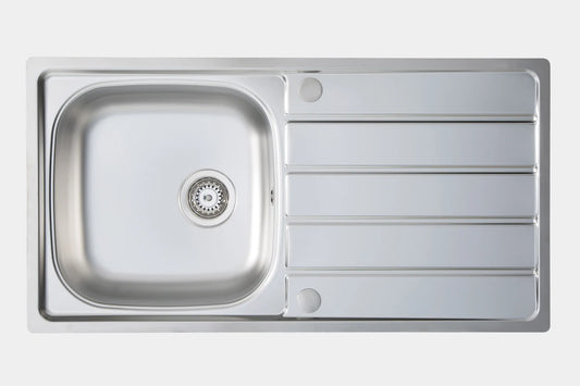 Carysil KD100L Steel Sink Large Single-Bowl & Drainer 965mm x 500mm x 170mm