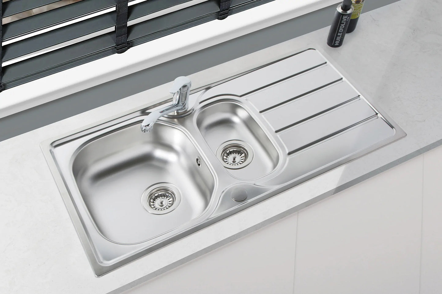 Carysil KD150 Steel Sink 1.5-Bowl & Drainer 965mm x 500mm x 140mm