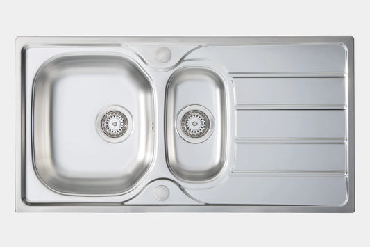 Carysil KD150 Steel Sink 1.5-Bowl & Drainer 965mm x 500mm x 140mm
