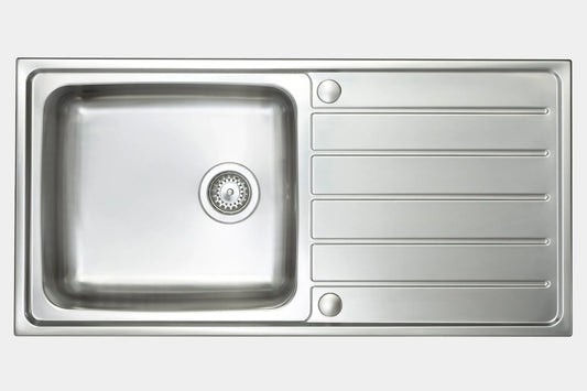 Carysil SD100L Steel Sink Large Single Bowl & Drainer 1000mm x 500mm x 185mm