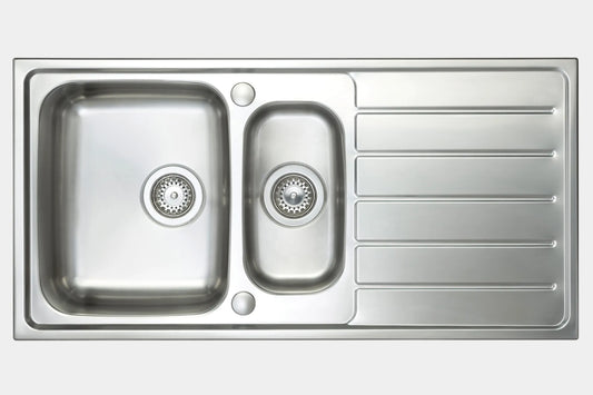 Carysil SD150 Steel Sink 1.5-Bowl Inset 1000mm x 500mm x 185mm