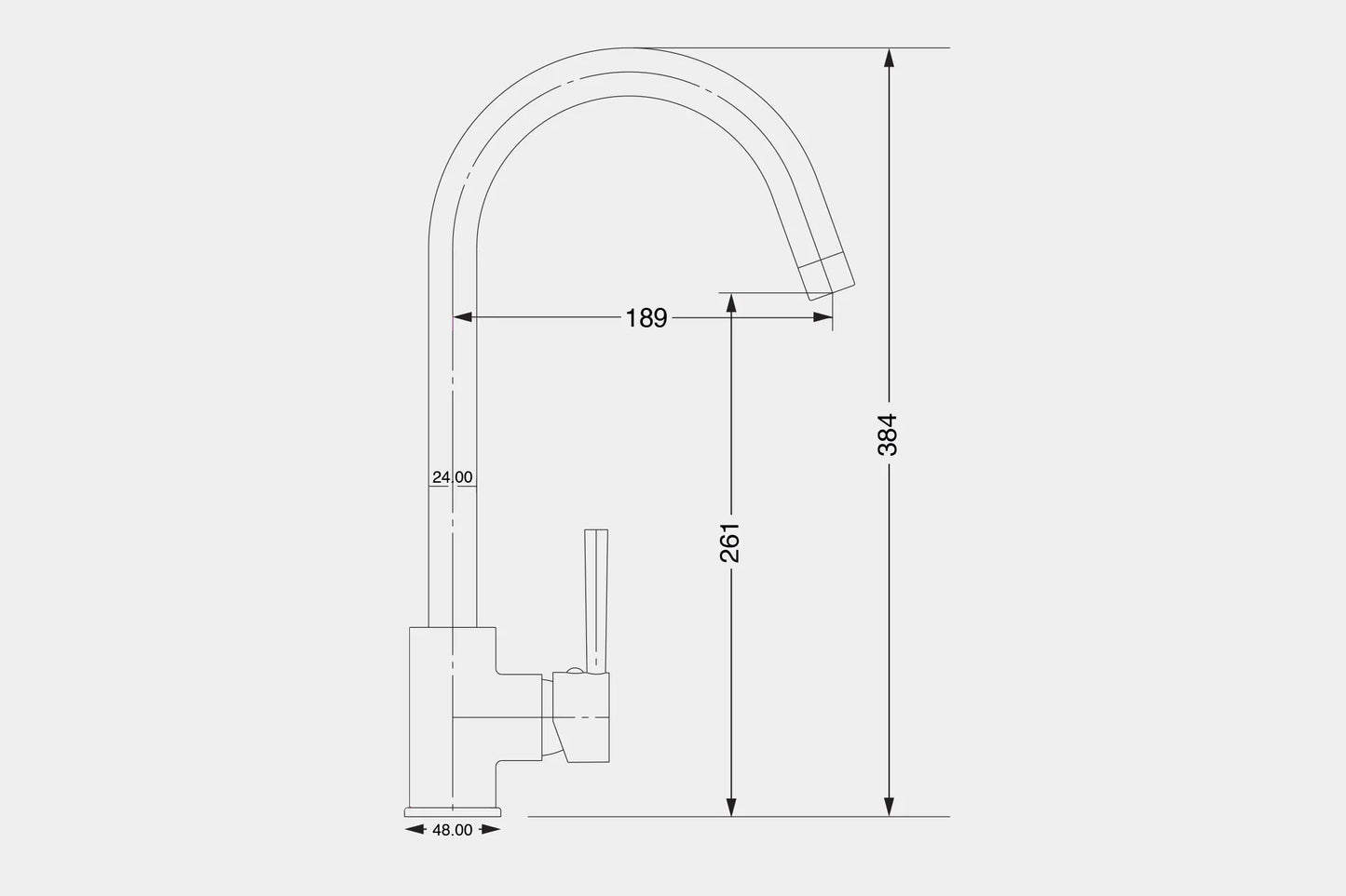 Carysil HS195 PVD Tap Single Lever Swan-Neck Design Matt Black