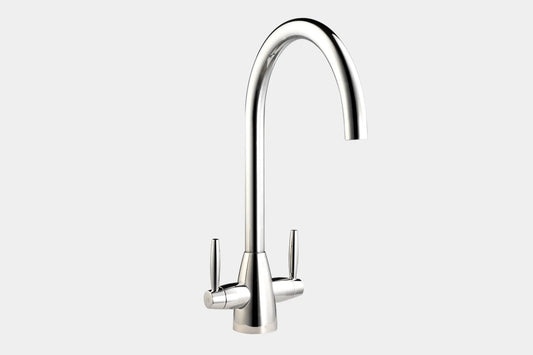 Carysil HS935 Twin Lever Tap Swan-Neck Kitchen Tap Chrome