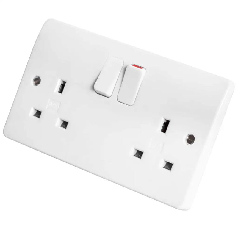 MK Logic Plus 13A DP 2 Gang Switched Socket White