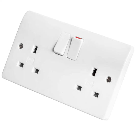 MK Logic Plus 13A DP 2 Gang Switched Socket White
