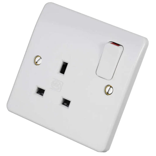 MK Logic Plus 13A DP 1 Gang Switched Socket White